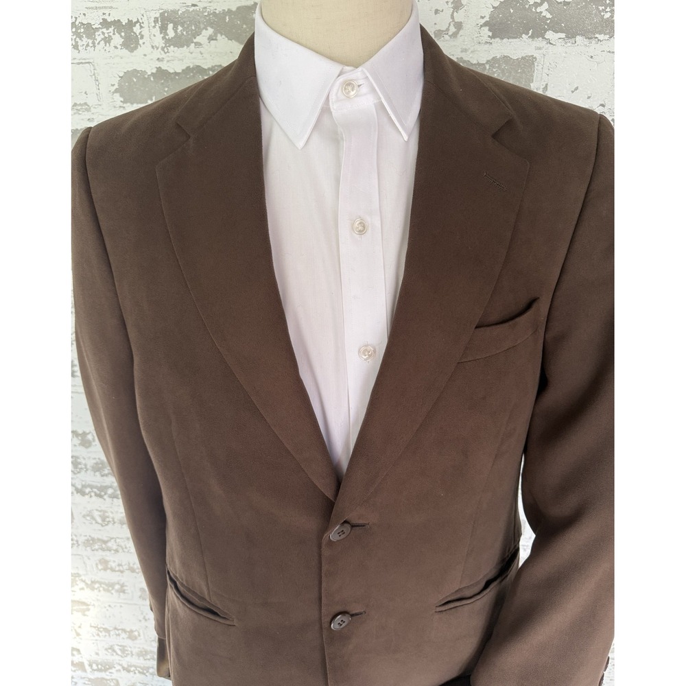 Jeffrey Banks Blazer Mens Small‎ 38 Brown SupraSuede Polyester Sport Coat Jacket